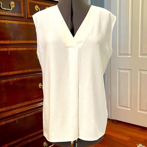 Hugo Boss White Sleeveless Silk and Cotton Top